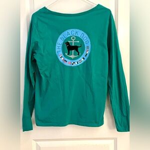 Rare Martha’s Vineyard BLACK DOG Sailing Flags Tee Shirt Emerald Green M